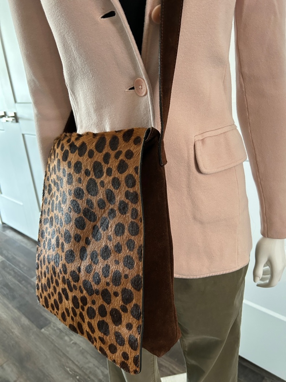 Holt Renfrew Suede & Calf Hair Leopard Crossbody Bag - Picture 4 of 14